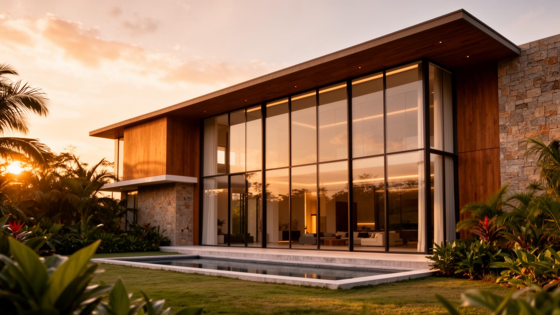 Modern Kenyan home at golden hour